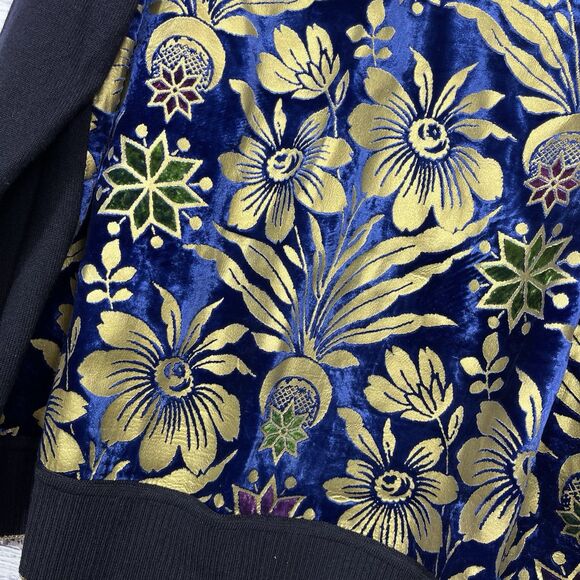 TORY BURCH Sweater Hollis Floral Mixed Media Merino Velvet Brocade Women’s Large - Picture 3 of 12